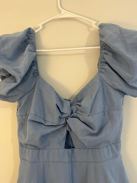 Trixxi Light Blue Puff Sleeve Midi Dress - Picture 2 of 5